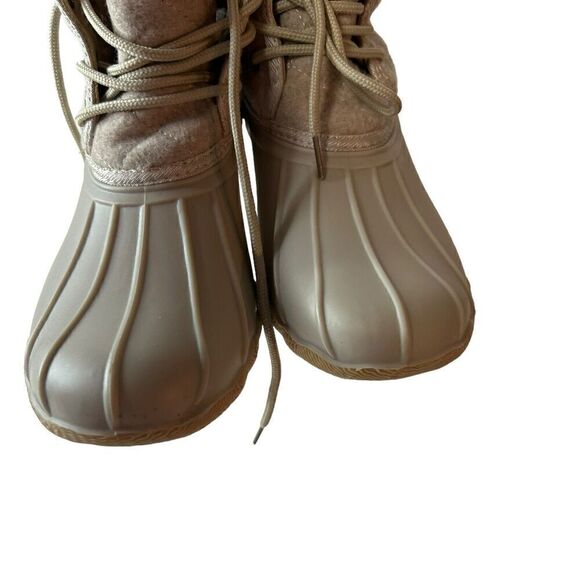 Gypsy Jazz Quack Duck Boots Womens 8 Cream Ankle Black Rubber Lace Up - Picture 6 of 14